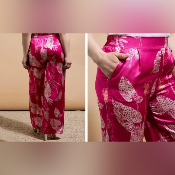 🌸 VIBRANT PINK TROPICAL 🌴 PRINT PANTS - Picture 3 of 16